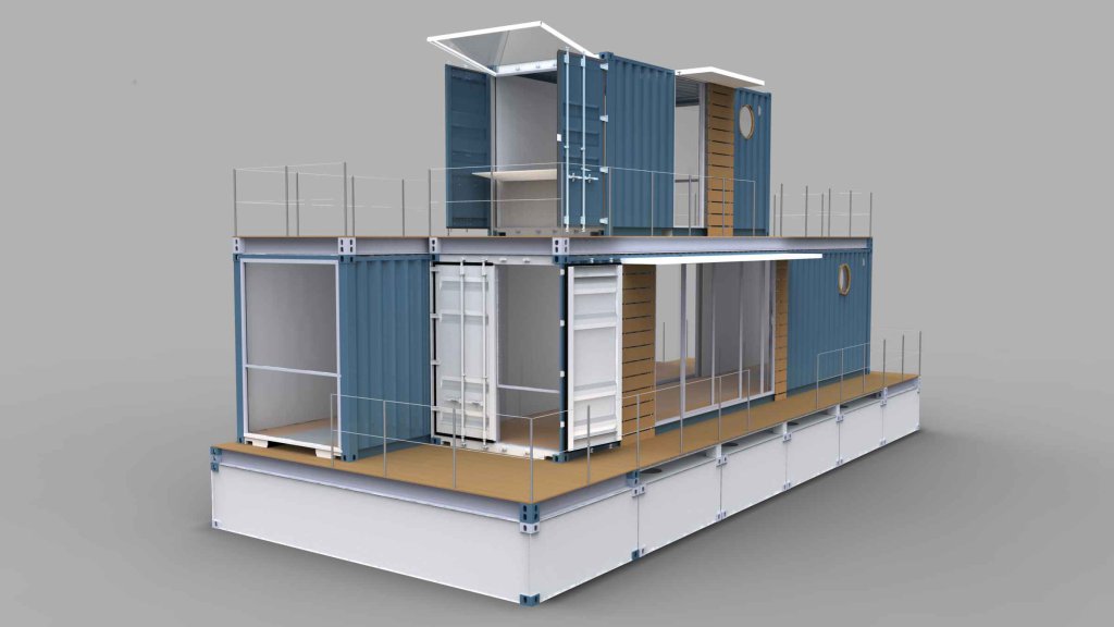 20ft container houseboat